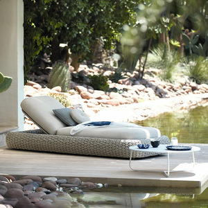 Chaise longue d'extérieur pour hôtel, lit <span class=keywords><strong>de</strong></span> <span class=keywords><strong>jardin</strong></span> moderne, chaise longue imperméable en teck, rotin, corde et aluminium, chaise longue <span class=keywords><strong>de</strong></span> piscine - Product Image 2