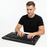 Nouveau clavier mécanique de bureau USB filaire noir à 104 touches, personnalisé, pleine taille, en plastique, rétroéclairage LED RGB 5 couleurs