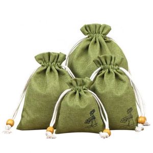 Sacs à cordon personnalisés en lin de style européen pour femmes - Sacs recyclables pour petites tasses, bijoux et rangement - Product Image 1