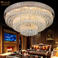 Lustre moderne de luxe en fer avec base en cristal K9, LED IP44, télécommande, luminaire suspendu pour salon, hall d'entrée, hôtel, décoration