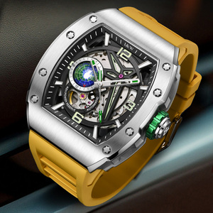 <span class=keywords><strong>Orologio</strong></span> Meccanico di Alta Qualità per <span class=keywords><strong>Uomo</strong></span>, Quadrante Luminoso <span class=keywords><strong>Giallo</strong></span>, Movimento Automatico, Cassa in Acciaio Inox e Gomma - Product Image 4