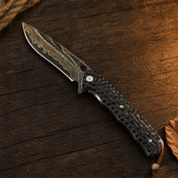 Couteau de poche EDC à lame à ressort en acier Damas VG10 avec manche en bois de santal noir pour le camping en plein air et le transport quotidien – Vente en gros
