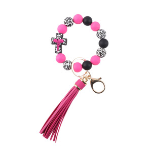 Bracelet élastique en perles de silicone écologiques faites à la main, multicolores, porte-clés, bracelet de poignet - Product Image 5