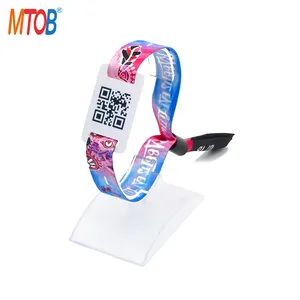 Fabric 13.56mhz QR Code Printed Original MIFARE Ultralight AES Wristband For Cashless Payment