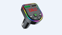 Monté sur voiture pour lecteur MP3 Bluetooth avec fonction mains libres et support de téléphone Transmetteur FM 12-24V pour lumière d'ambiance