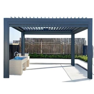Pergola in alluminio bioclimatico motorizzato di lusso impermeabile all'aperto 4x4 giardino Gazebo apertura automatica per <span class=keywords><strong>terrazza</strong></span> sul cortile - Product Image 5