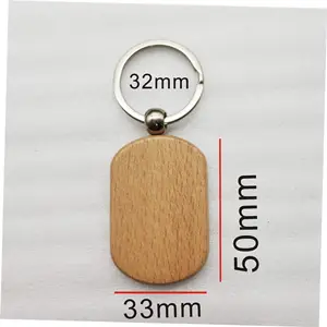 Porte-clés en bois en bois pour gravure Laser rond/coeur/carré/Rectangle forme Logo personnalisé impression bois porte-clés blanc bricolage artisanat