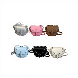 Crossbody Mini Bag Lady Designer Semicircle Saddle Bag Pu Leather <b>Handbag</b> <b>Small</b> Punk Style Shoulder Bags RTS Bulk Mixed Order - Product Image 2