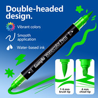 Marqueurs d'aquarelle à double pointe GuangNa GN8650B-24, 24 couleurs vert frais cyan, pour croquis de plantes forestières