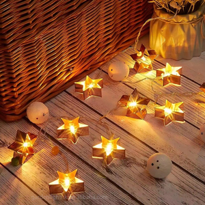 Guirnalda de Luces LED de Estrella Metálica de 10L, Funciona con Pilas, Luz Blanca Cálida, con Función de Iluminación, para Decoración de Árboles de Navidad, Hogar, Hotel, Fiestas - Product Image 5