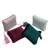 Boîte à bijoux de luxe en velours avec pompon, étui à bijoux, organisateur de colliers et boucles d'oreilles, boîte de rangement pour emballage cadeau de boutique et de vente au détail