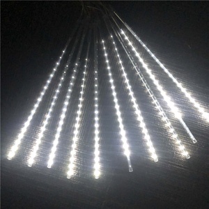 Lampu Tabung <span class=keywords><strong>LED</strong></span> Meteor Shower Rain 30cm 50cm 80cm Efek Salju Jatuh untuk Dekorasi Natal Halloween Thanksgiving - Product Image 2