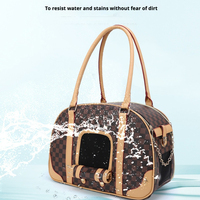 Sac de transport pour animaux de compagnie en PU rembourré, motif uni de luxe, fermeture à ceinture, design écologique pour utilisation en extérieur, portable