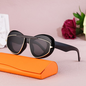 Nuevas Gafas de Sol Cat Eye con Doble Marco Geométrico de Lujo para Mujer, Gafas de Sol Ovaladas de Moda con Logotipo de Marca para Hombre en Titok - Product Image 5