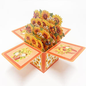 Vente en gros Instagram Pink 3D Flower Bouquet Creative Coated Paper Cartes de vœux - Product Image 1