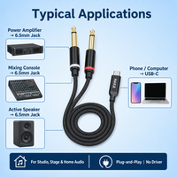 Câble audio de raccordement Type-C vers double jack 6,5 mm 1-vers-2, pour téléphone, PC vers amplificateur, mixeur, haut-parleur actif, longueur personnalisable