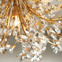 Lustre linéaire de luxe en cristal, suspension artisanale en forme de branche, lampe suspendue en acier, style américain, pour hôtel, maison, villa, hall, personnalisable