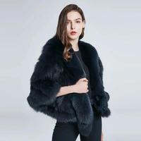 Manteau décontracté en fourrure de renard pour femme, automne-hiver, col en véritable fourrure de queue de renard, design tendance, chaud, style bureau pour femme
