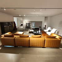 Sofá de Villa de lujo italiano estilo inglés antiguo cuero modular Chesterfield sofá muebles conjuntos sala de estar de madera