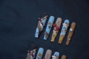 Uñas Postizas Cuadradas de Lujo con Flores 3D y Diamantes de Imitación, Uñas Postizas Largas y Elegantes Hechas a Mano, Puntas de Uñas de ABS - Product Image 4