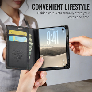 Étui portefeuille en cuir PU CaseMe pour iPhone Duo, coque de protection antichoc avec fentes pour cartes et béquille, OEM ODM - Product Image 3