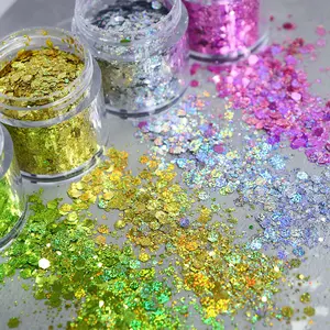 HENGXIN Wholesale Bulk 10ML Mixed Laser Hexagon Glitter For Slime Filler DIY Crafts Nail Art Decoration