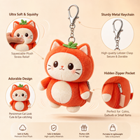 Porte-monnaie en peluche chat kaki personnalisé, mini porte-clés avec fermoir métallique, breloque de sac en peluche douce, cadeaux OEM