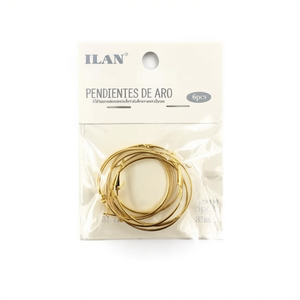 Orecchini a cerchio Ilan 35mm color oro 6 pezzi - Product Image 1