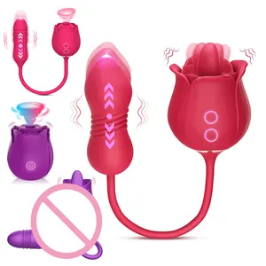 Red Rose Clitoral Sucking Vibrator Sex Suction Rose Shape Clit Sucker Nipple Stimulator Vibrator Sex Toys for Women