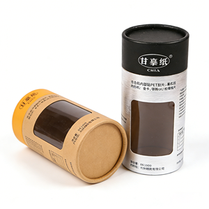 Boîte cylindrique en papier kraft premium avec fenêtre de présentation, personnalisable, pour emballage de cosmétiques et de parfums - Product Image 1