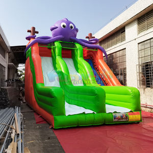 Tobogán inflable comercial para niños, casa de brinco de doble carril con diseño de pulpo, tobogán inflable seco con escalera de escalada. - Product Image 4