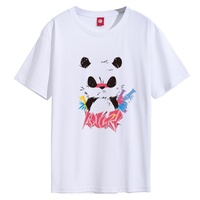 T-shirt décontracté unisexe LUSHANGHAI style chinois créatif à manches courtes, col rond, en pur coton, imprimé animal, coupe ample