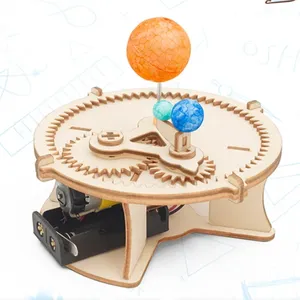 DIY 과학 장난감 어린이 태양계 모델 천문학 태양 지구 달 행성 학교 전기 줄기 나무 교육 키트 어린이 장난감