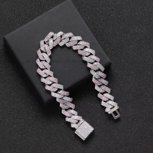 13Mm Hip Hop <b>Cuban</b> <b>Chain</b> Men's, White and Zirconium Full Zirconium Men's Bracelet Tanjing Fashion Lijing Necklace - Product Image 2