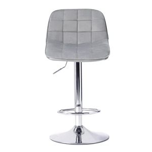 Tabouret de bar rembourré en velours, hauteur réglable, base chromée, pour comptoir de bar - Product Image 1