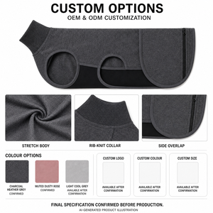 High Collar Zipper Dog Sleeveless Vest dog outfitspet <b>clothes</b> oem pet <b>clothes</b> Soft Stretchy Knit Pet Tank Top Multi‑Color - Product Image 3