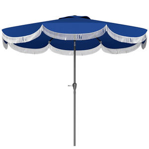 DB 8.8FT azul marino elegancia Patio paraguas UPF 30 + mercado al aire libre paraguas 8 costillas botón pulsador inclinación poste de hierro 3M para patio - Product Image 2