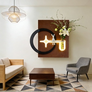 Decoración Moderna Personalizada para Sala de Estar, Arte Mural 3D, Pintura de Piedra Arenisca Hecha a Mano, Tallado en Madera, Decoración LED, Pintura Mural en Relieve - Product Image 1