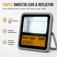 Projecteur Solaire Extérieur 200W Étanche en Aluminium Moulé Sous Pression avec Panneau Monocristallin 20Ah, Télécommande, Lampe Murale Commerciale de Sécurité pour Jardin