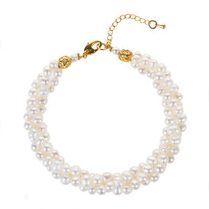 pearl <b>bracelet</b> 3 rows twisted with round pearls - Product Image 1