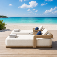 Chaise longue d'extérieur en bois massif résistant aux intempéries et imperméable pour jardin, villa, hôtel, terrasse, piscine, mobilier de loisirs extérieur