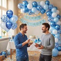 Kit de guirlande de ballons bleu clair et blanc, ballons en latex métallisé mat pour la fête de naissance et la fête de baptême des garçons