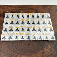 Grosir Pabrik Set Mahjong Amerika hitam 160 34mm ubin Mahjong akrilik pola Logo warna-warni Set Mahjong