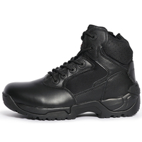 Bottes tactiques en cuir véritable avec fermeture éclair et lacets, antidérapantes, légères, doublure en mesh
