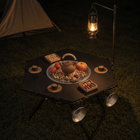 Table de barbecue pliante portable en métal pour camping, pique-nique, extérieur, idéale pour les voyages et événements