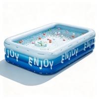 Piscine gonflable rectangulaire en PVC pour toute la famille, avec logo personnalisable, imperméable, durable, pour l'extérieur, le jardin, les divertissements d'été