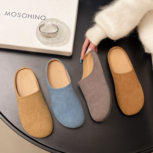 รองเท้าหุ้มส้นแบบเปิดหลังสไตล์ใหม่รองเท้าชั้นเดียวรองเท้าวินเทจหัวรองเท้าหนังนิ่มแบบเปิดครึ่งนิ้วสำหรับผู้หญิงรองเท้าลำลองน่ารัก Birkenn - Product Image 2