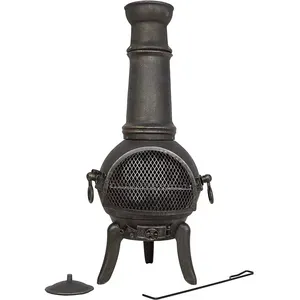 Chiminéia Palam em ferro fundido - churrasqueira ao ar livre - aquecedor de pátio - queimador de madeira-chimeneia de jardim tradicional