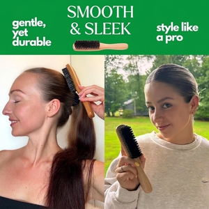 Brosse à cheveux <span class=keywords><strong>en</strong></span> poils de sanglier naturels avec manche <span class=keywords><strong>en</strong></span> <span class=keywords><strong>bois</strong></span>, grande taille, douce/moyenne, pour lisser, polir, lisser et démêler les frisottis - Product Image 5
