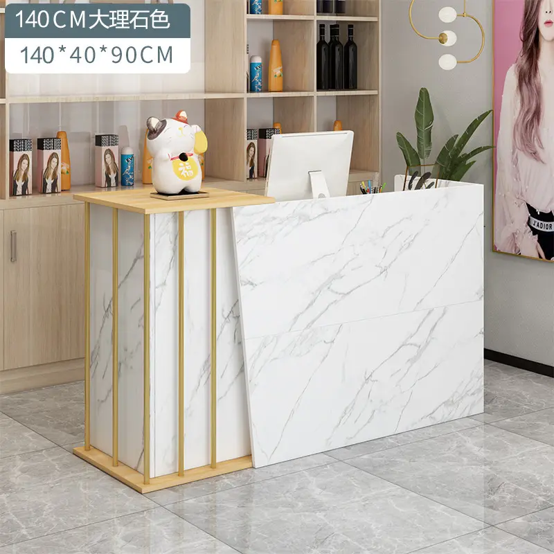 Mesa de manicure para salão de beleza, design profissional, cor marmore branco, preto e dourado, cinza
